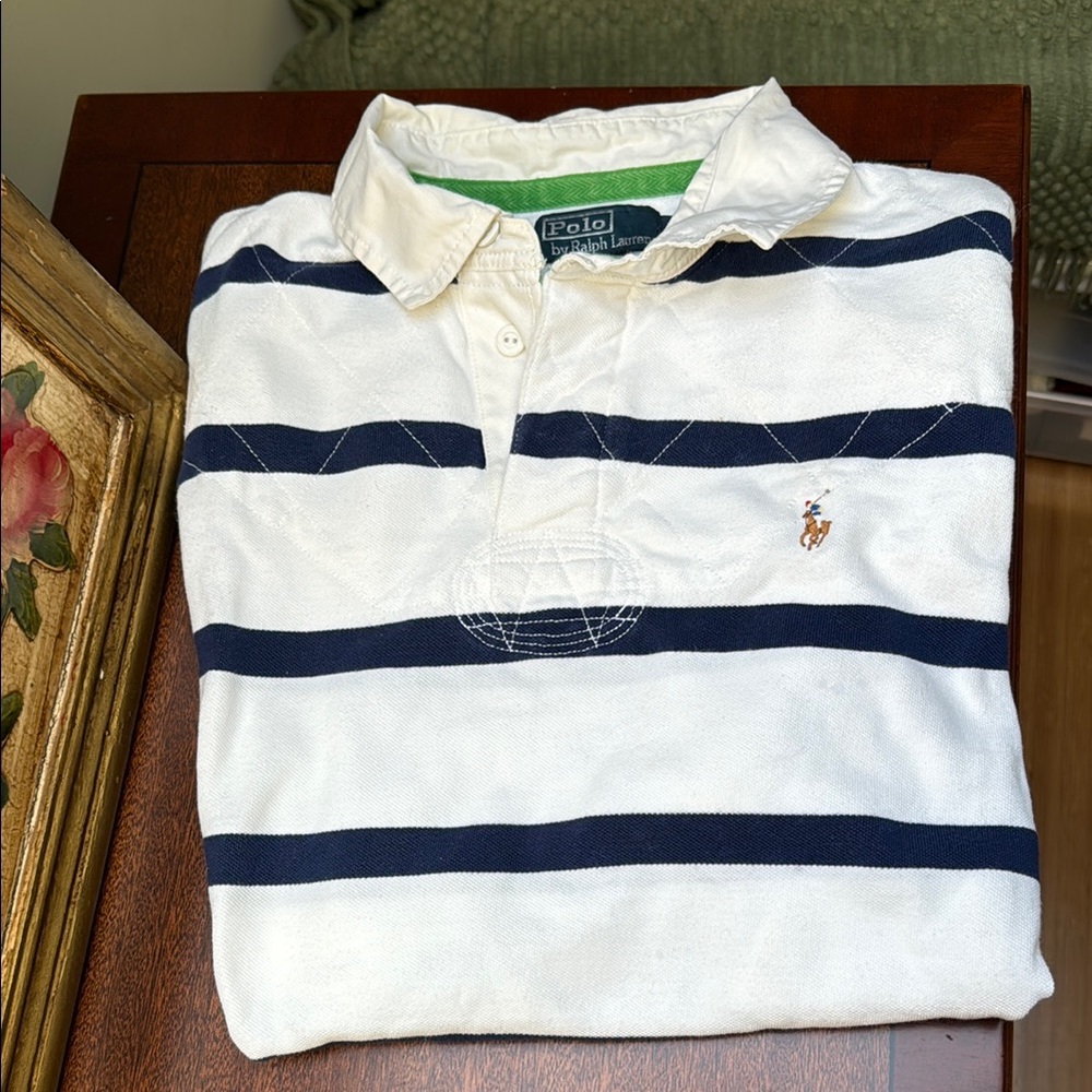 Polo by Ralph Lauren White and Blue Striped Polo Shirt